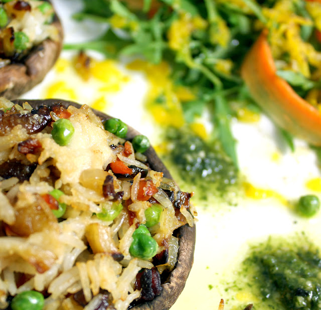 Oppskrift Gratinert Portobello Fylt Sopp Ris Ost Vegansk middag Vegetarmiddag